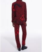Pantalon Droit Fluide rouge/noir