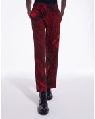 Pantalon Droit Fluide rouge/noir