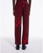 Pantalon Droit Fluide rouge/noir