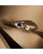 Marine Sapphire & Zirkonia ring in witgoud