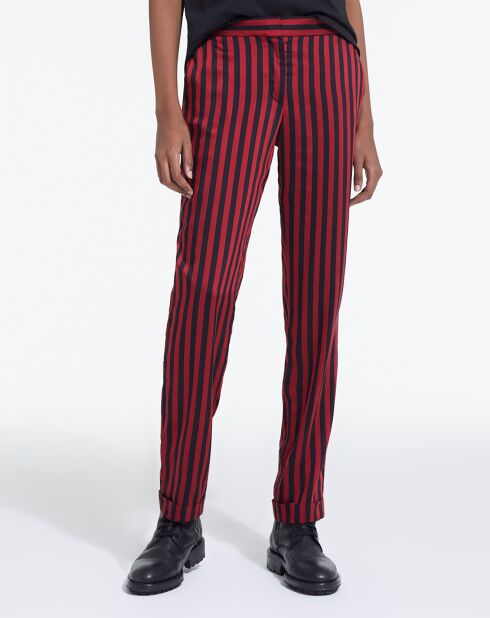 Pantalon Droit Fluide rouge/noir