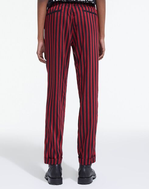 Pantalon Droit Fluide rouge/noir