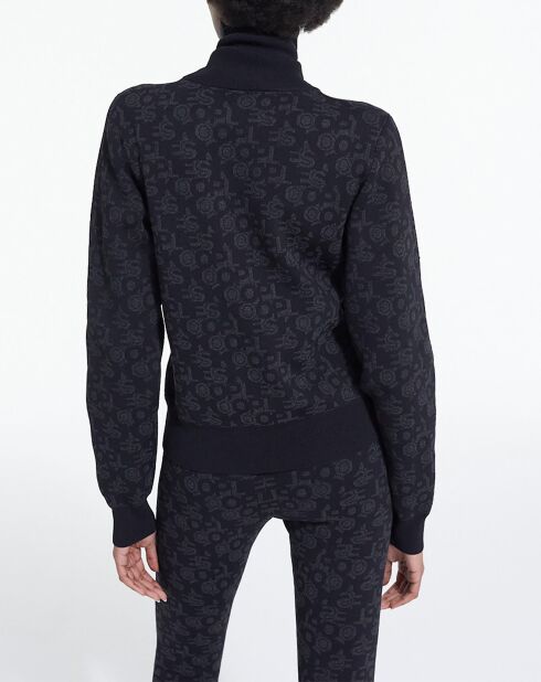 Pull col montant en Jacquard Logo All Over noir/gris foncé