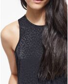 Robe sans manches Jacquard Léo noire