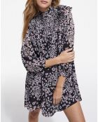 Robe Courte manches longues noir/rose
