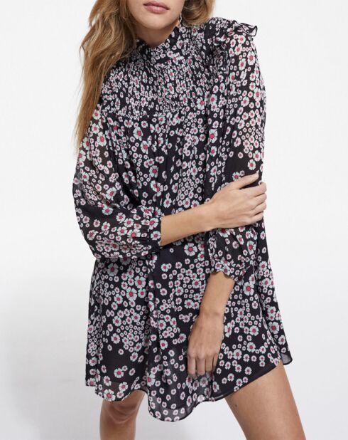 Robe Courte manches longues noir/rose