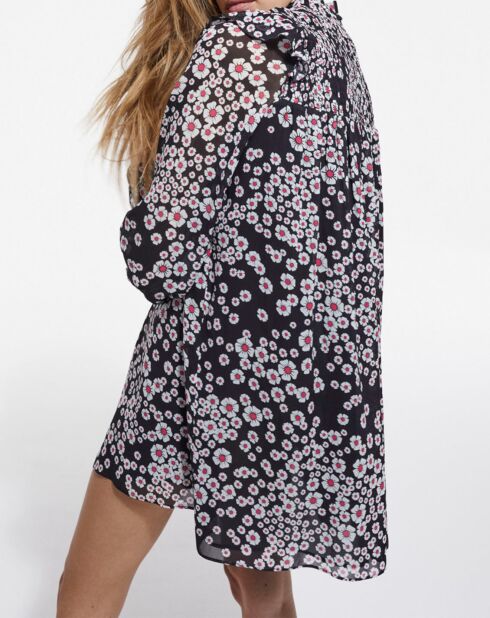 Robe Courte manches longues noir/rose