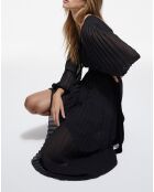 Robe longue plissée avec ceinture en Velours noire