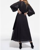 Robe longue plissée avec ceinture en Velours noire