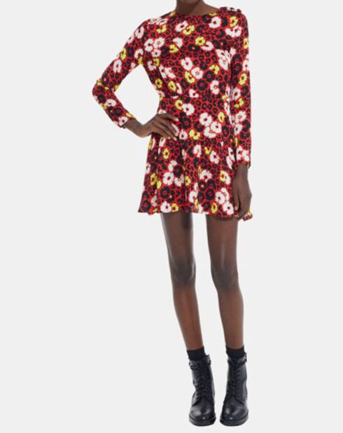 Robe Courte Wild Blossom rouge/jaune
