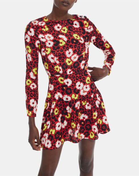 Robe Courte Wild Blossom rouge/jaune