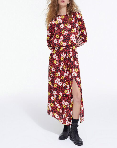 Robe Longue Wild Blossom rouge/jaune