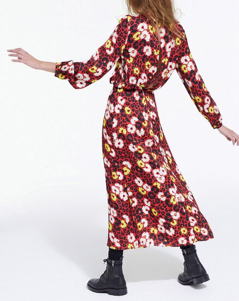 Robe Longue Wild Blossom rouge/jaune