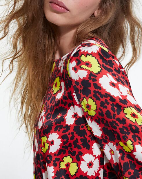 Robe Longue Wild Blossom rouge/jaune