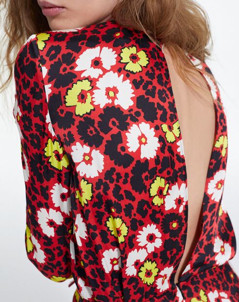 Robe Longue Wild Blossom rouge/jaune