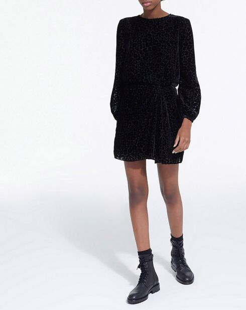 Robe Courte Burn Out Blossom noire