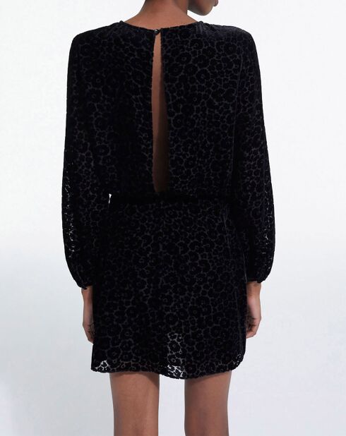 Robe Courte Burn Out Blossom noire