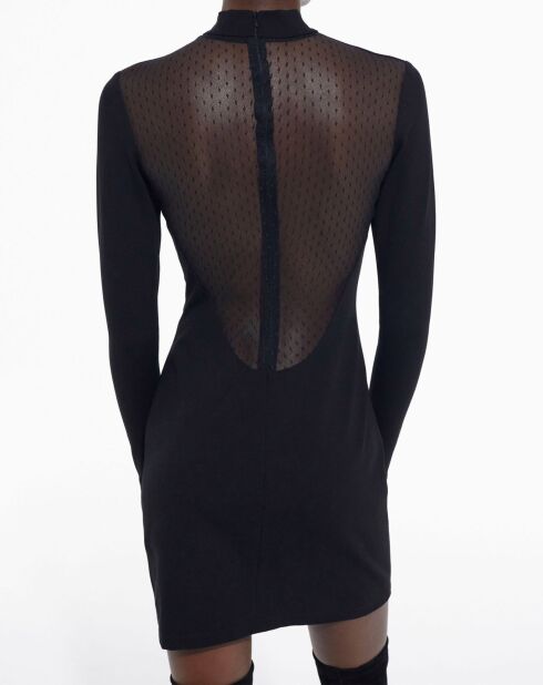 Robe Fitee détail Plumetis au dos noire