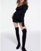Robe Courte One Shoulder Fronces noire