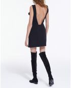 Robe Courte Dos Nu avec Froufrous en Romantic Crêpe noire