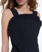Robe Courte Dos Nu avec Froufrous en Romantic Crêpe noire