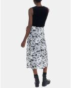 Robe longue en Coton & Soie Velours bas Romantic Garden noir/blanc