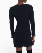 Robe Courte manches longues Smockée noire