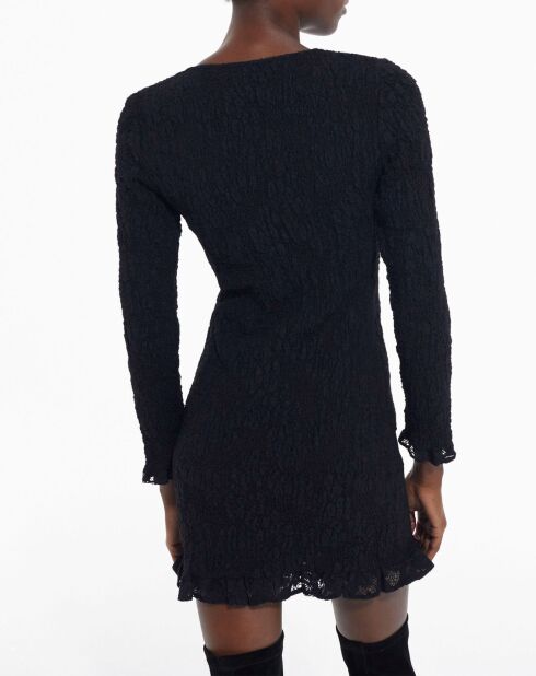 Robe Courte manches longues Smockée noire