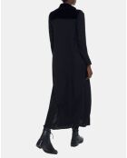 Robe manches longues haut en Velours noire