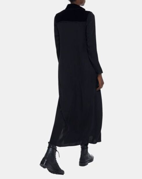 Robe manches longues haut en Velours noire