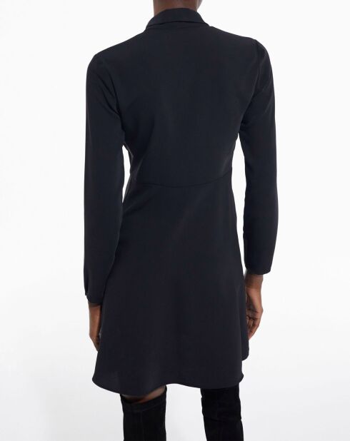 Robe Courte manches longues fermeture liens devant noire