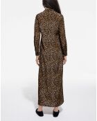 Robe 100% Soie Longue en Soie Petit Leo léopard