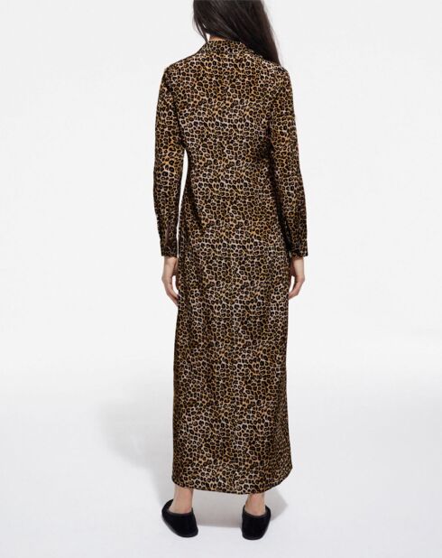 Robe 100% Soie Longue en Soie Petit Leo léopard