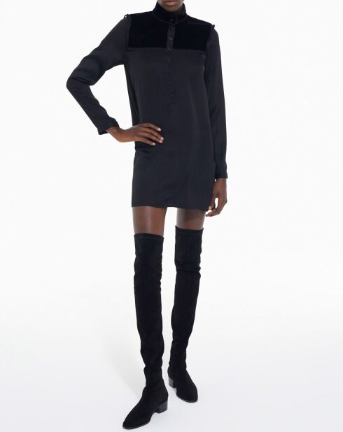 Robe manches longues avec galons & Velours noire