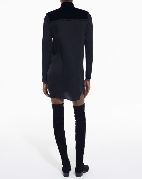 Robe manches longues avec galons & Velours noire