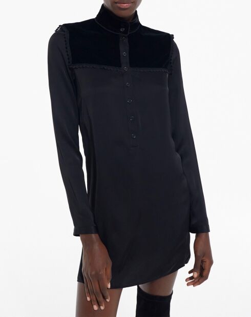 Robe manches longues avec galons & Velours noire