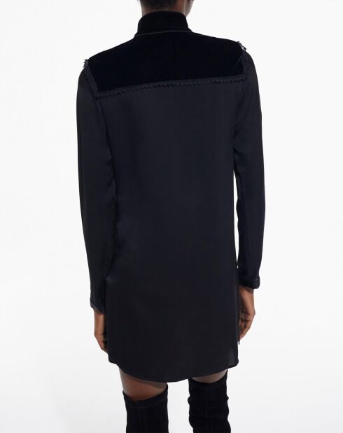 Robe manches longues avec galons & Velours noire