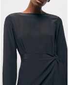 Robe 100% Soie Courte manches longues avec base Dentelle noire