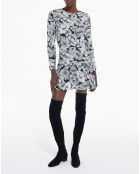 Robe Courte manches longues Romantic Garden noir/blanc