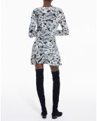 Robe Courte manches longues Romantic Garden noir/blanc