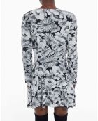 Robe Courte manches longues Romantic Garden noir/blanc