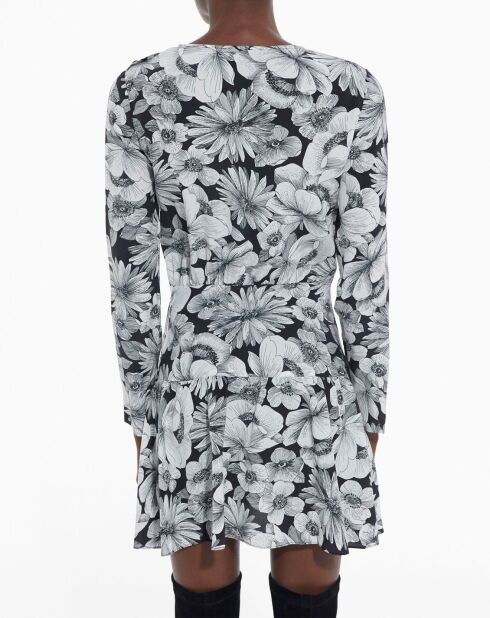 Robe Courte manches longues Romantic Garden noir/blanc