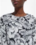 Robe Courte manches longues Romantic Garden noir/blanc