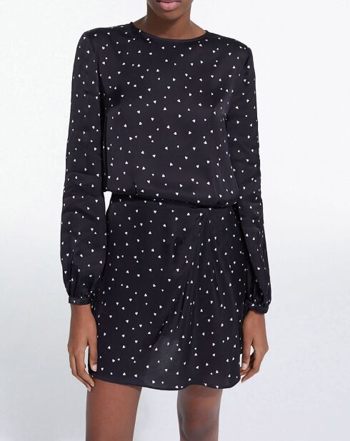 Robe Courte petits coeurs noire