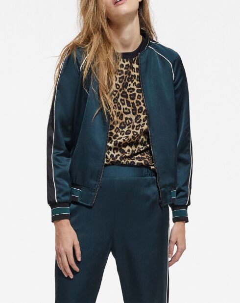 Felpa con zip Detail Rib verde/blu scuro