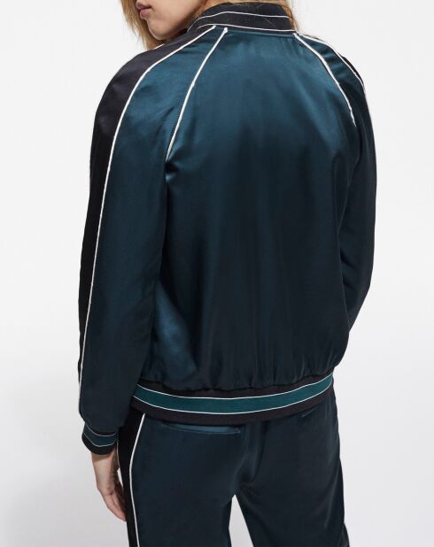 Felpa con zip Detail Rib verde/blu scuro