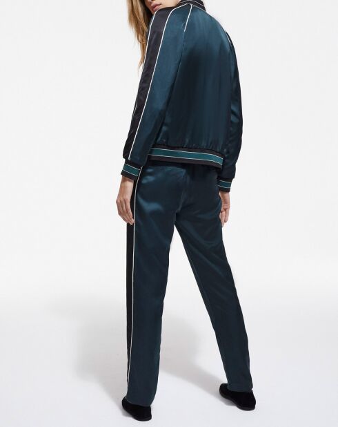 Felpa con zip Detail Rib verde/blu scuro