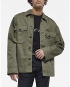 Blouson tissu chevron avec doublure Léopard olive night