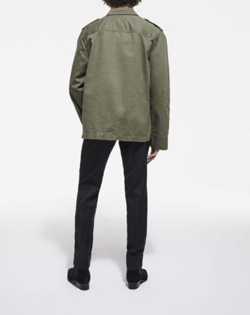 Blouson tissu chevron avec doublure Léopard olive night