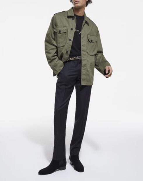 Blouson tissu chevron avec doublure Léopard olive night
